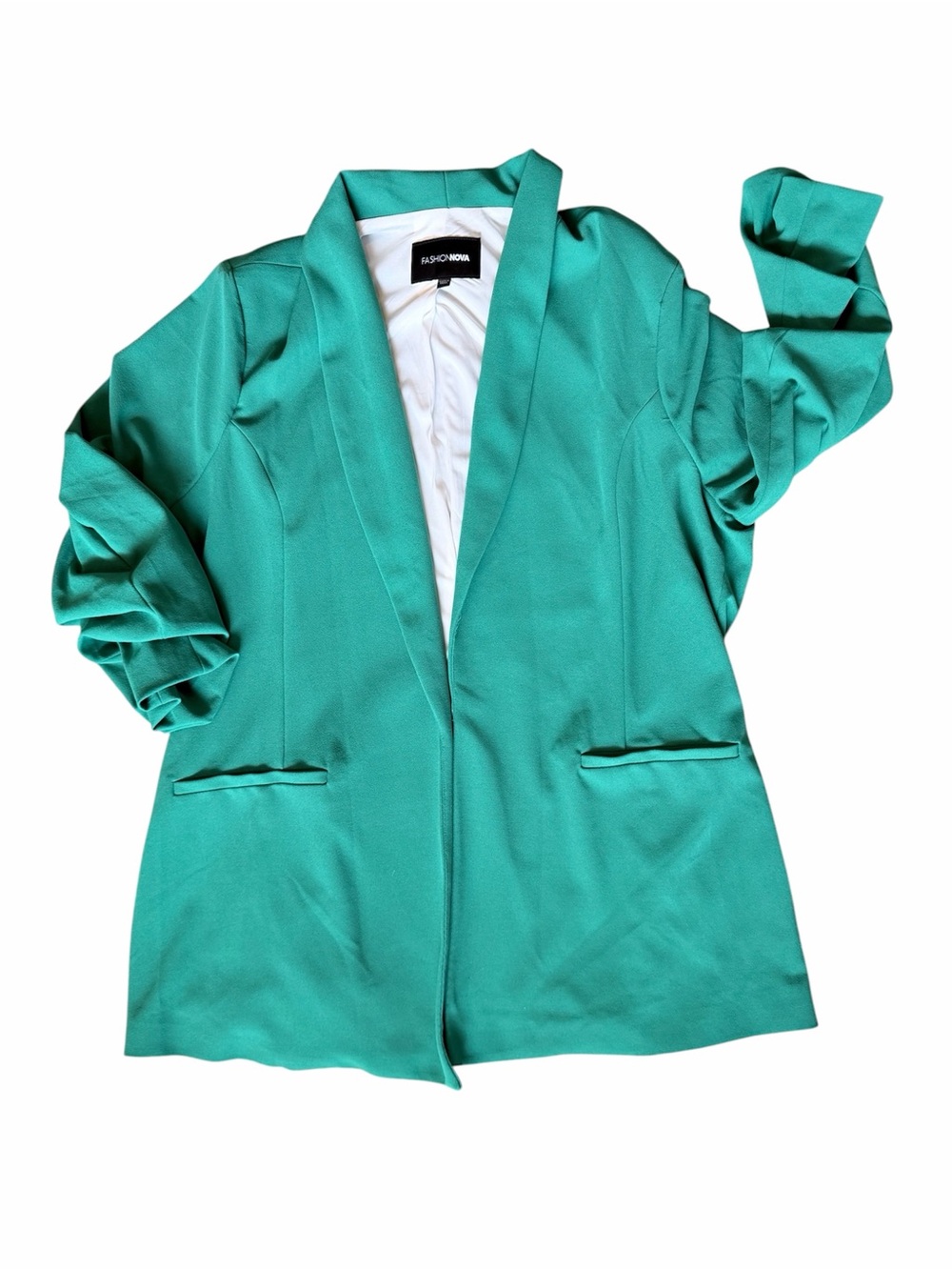Fashion Nova Teal Open-Front Blazer Jacket